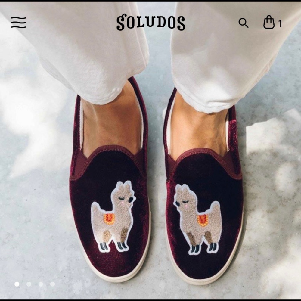 NWT Soludos velvet llama sneakers